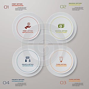 4 steps process. Simple&Editable abstract design element. Vector.