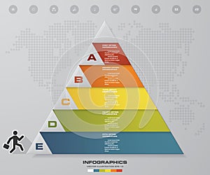 5 steps process. Simple&Editable abstract design element. Vector.