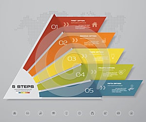 5 steps pyramid with free space for text on each level. infographics, presentations or advertising.