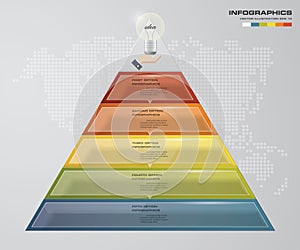 5 steps pyramid with free space for text on each level. infographics, presentations or advertising.