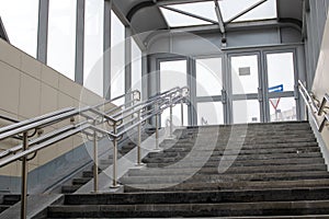 Steps and ramp in the underpass closeup