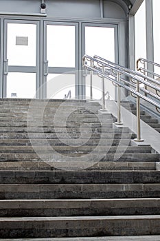 Steps and ramp in the underpass closeup