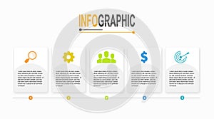 5 steps Rectangle Infographic template business data illustration