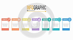 7 steps Rectangle Infographic template business data illustration