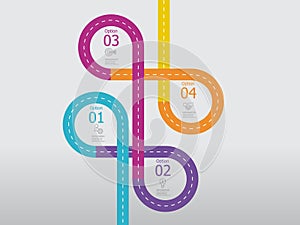 steps roadmap timeline infographic element report background with business line icon 4 steps