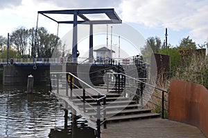 Steps of a sidewalk in river Oude IJssel in Doetinchem