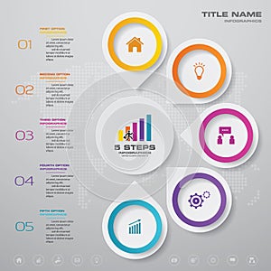 5 steps simple&editable process chart infographics element. EPS 10.