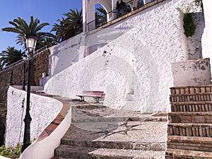 Steps to the beach in Nerja on the Eastern End of the Costa del Sol in Spain