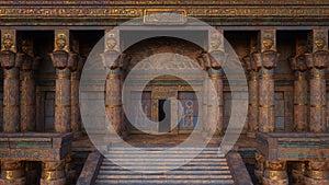 Steps to entrance to an ancient Egyptian temple. 3D illustration