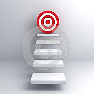 Steps to goal target business concept over white wall photo
