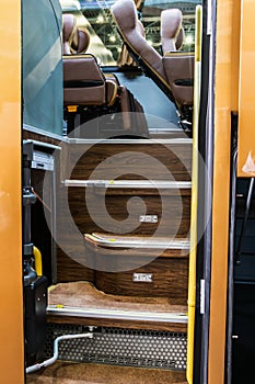 Steps to the interior of a modern tourist bus