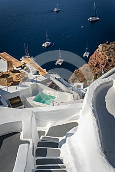 Steps to the shore in Santorini