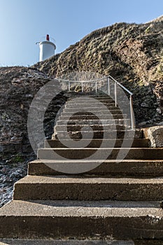 Steps towards to the Grosse Terre lighthouse