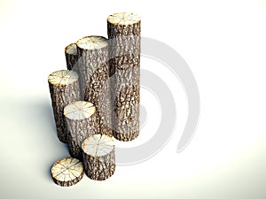 Steps of tree stumps, background