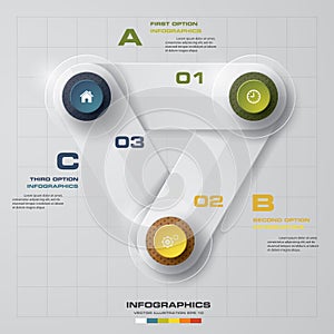 3 steps in triangle shape banners template. Vector.