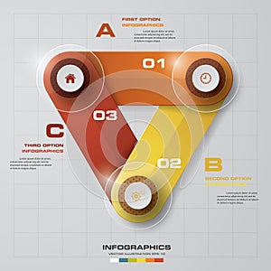 3 steps in triangle shape banners template. Vector.
