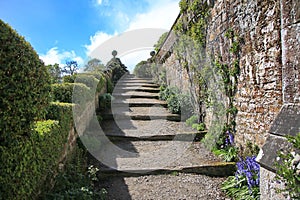 The steps up the cliff to the castle