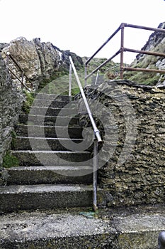 Steps up from The Creek or Traeth Dynion near Amlwch Anglesey