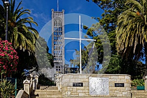 The steps up to Nelson Cathedral, Nelson, New Zealand