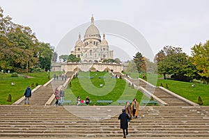 Steps leading up to Basilica of the Sacred Heart of Paris