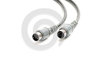Stereo analog cable with DIN plug on white background