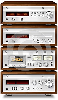 Stereo Cassette Deck Amplifier Tuner CD player