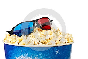 Stereo glasses and popcorn box