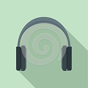 Stereo headphones icon, flat style