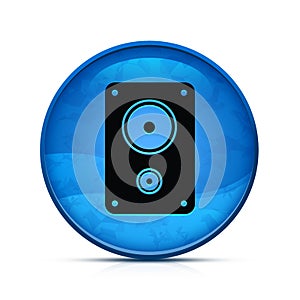 Stereo icon on classy splash blue round button illustration