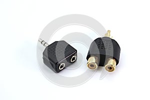 Stereo Plug To Dual RCA Jack Adapter isolated on white background