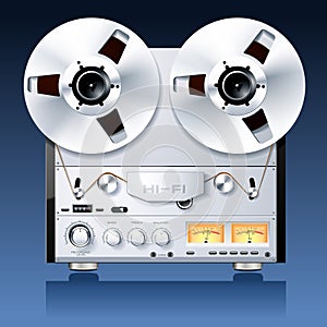 Stereo reel to reel tape deck player