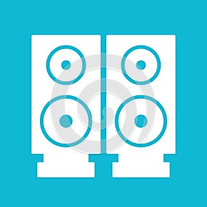 Stereo speaker icon. For websites and apps. Image on blue background. Flat line vector illustration.