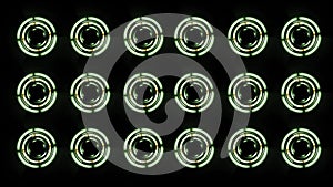 Stereo Speakers glows spinning. Background abstract animation