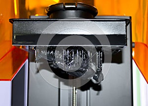 Stereolithography DPL 3d printer create small detail and liquid drips photo