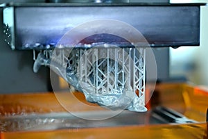 Stereolithography DPL 3d printer create small detail and liquid drips photo