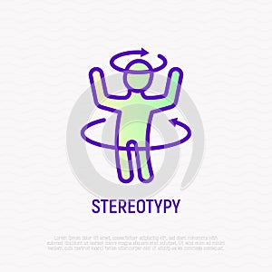 Stereotypy, dizziness or disorientation thin line icon. Modern vector illustration of illness symptom