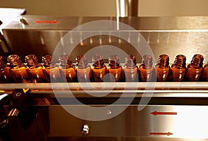 Sterile bottles on the bottling line