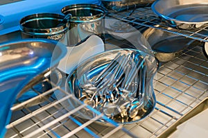 Sterile dental instruments in a bactericidal chamber