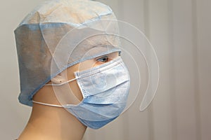 Sterile dressing and cap on mannequin