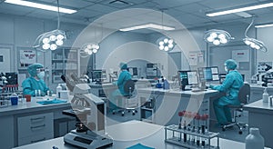 Modern Sterile Laboratory: Scientists at Work