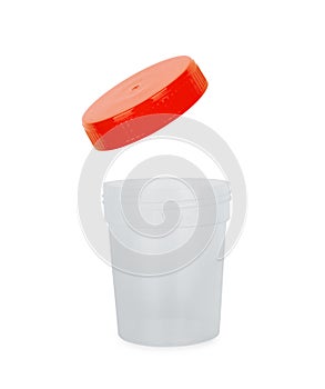 Sterile medical container for biomaterial. Isolated on a white with shadow