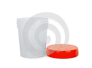 Sterile medical container for biomaterial with shadow on white background