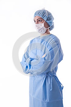 Sterile nurse or sugeon looking to the side photo