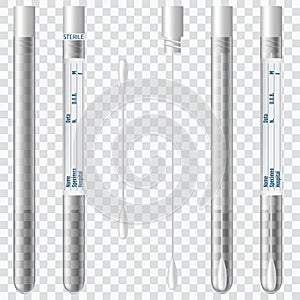 Sterile Transport SWAB. Cotton swabs in plastic tube with cap