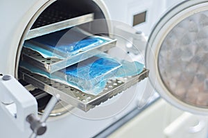 Sterilization of medical dental instruments in autoclave