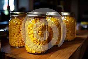 Sterilized corn in a jar. Generative AI