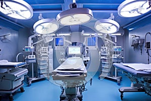 sterilized operation theater with surgical lighting setup