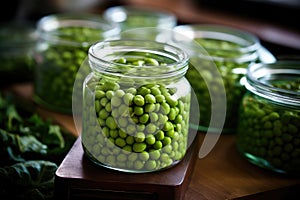 Sterilized peas in a jar. Generative AI