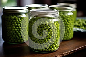 Sterilized peas in a jar. Generative AI