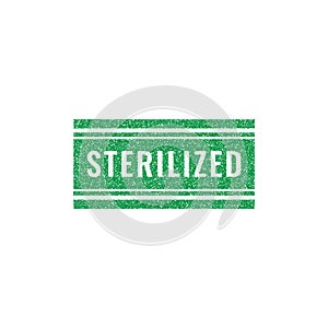 Sterilized stamp vector illustration isolated on white background, Sign, Label, green color